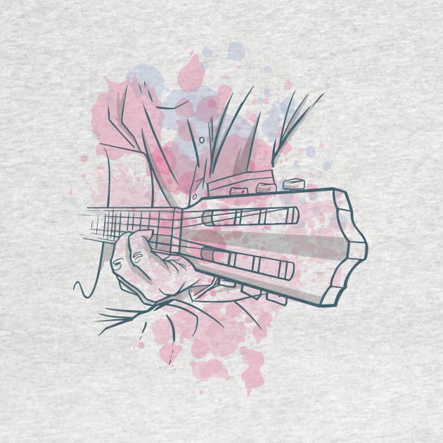 GUITAR PLAYING WATERCOLOR cool design for music by Midoart